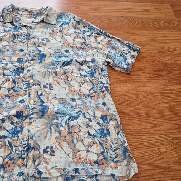 Jimmy Buffett MARGARITAVILLE Hawaiian Shirt Men's Large Floral Surf Silk Linen - Picture 2 of 12
